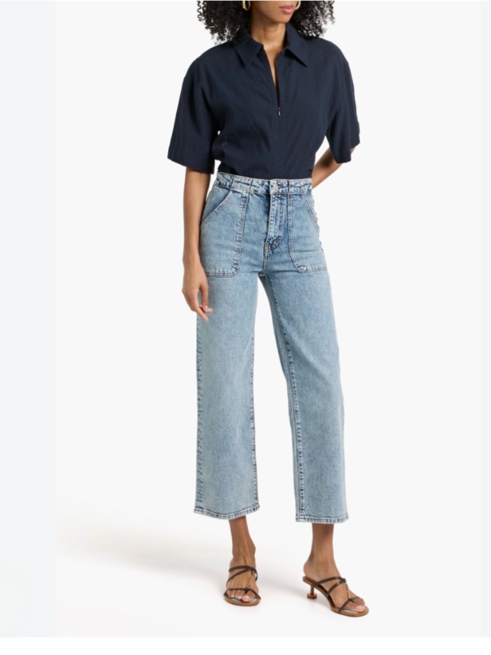 FRAME NWOT The Wide Leg Modern Pocket Jeans Acid Wash Blue Utility - Size 30